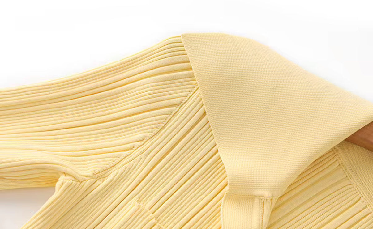 Collared Knit Maxi Dress with Pockets and Flared Hem