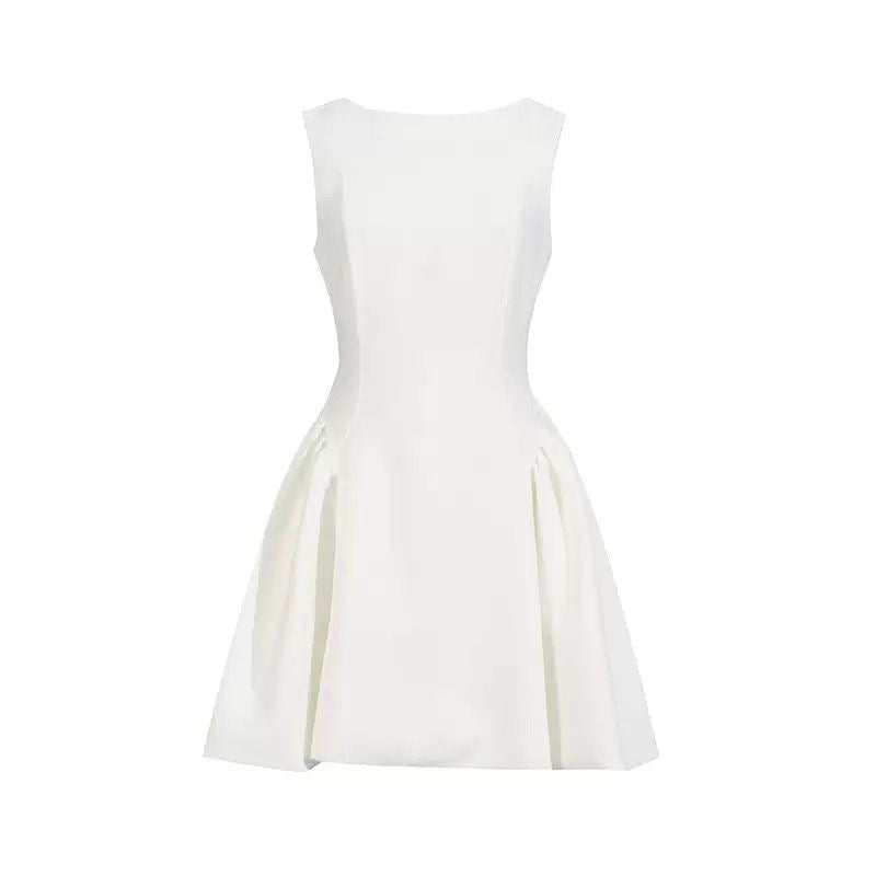 Sleeveless Mini Dress with Structured Fit and Flared Skirt