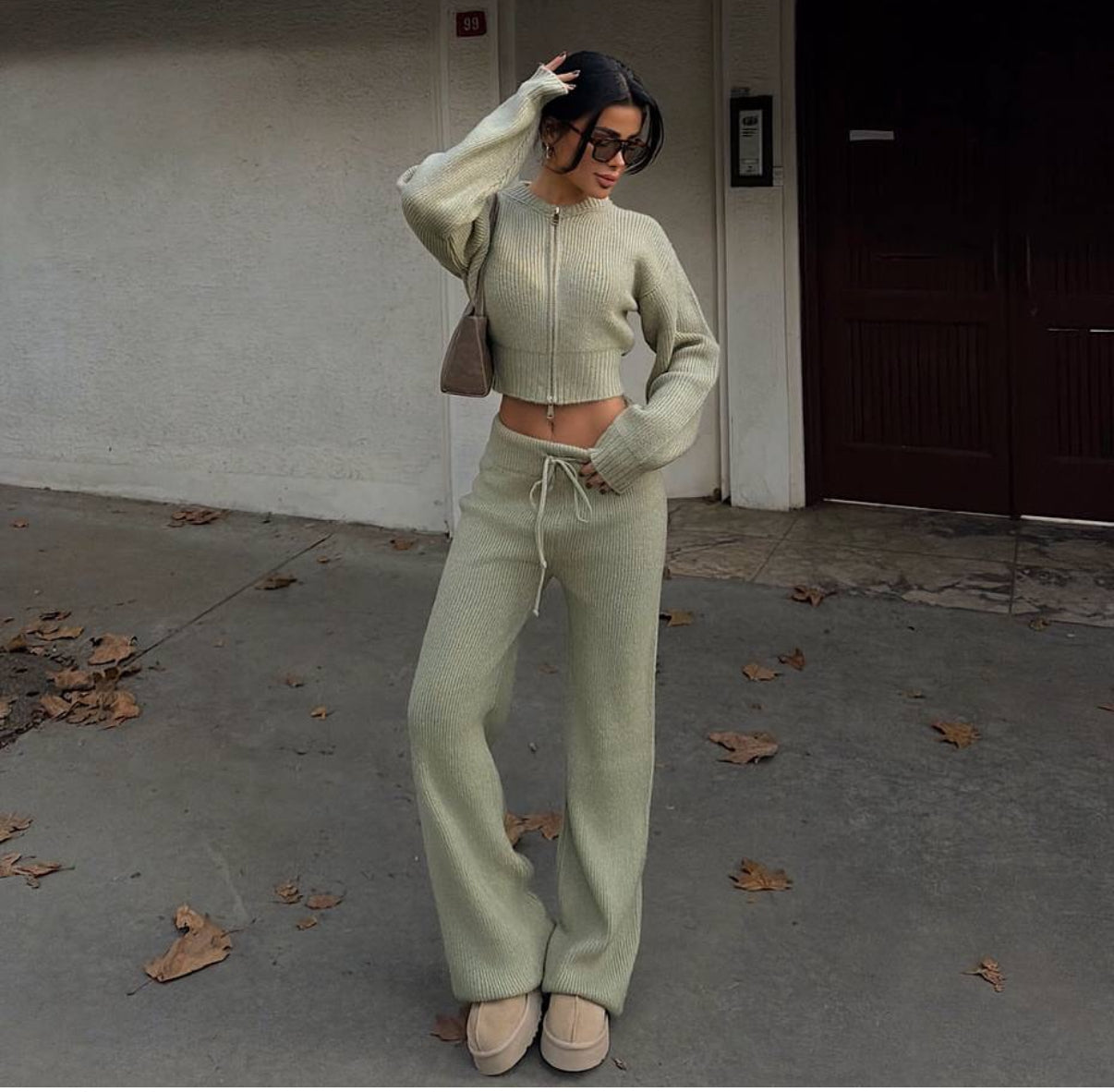 Sage Sculpt Knit Lounge Set