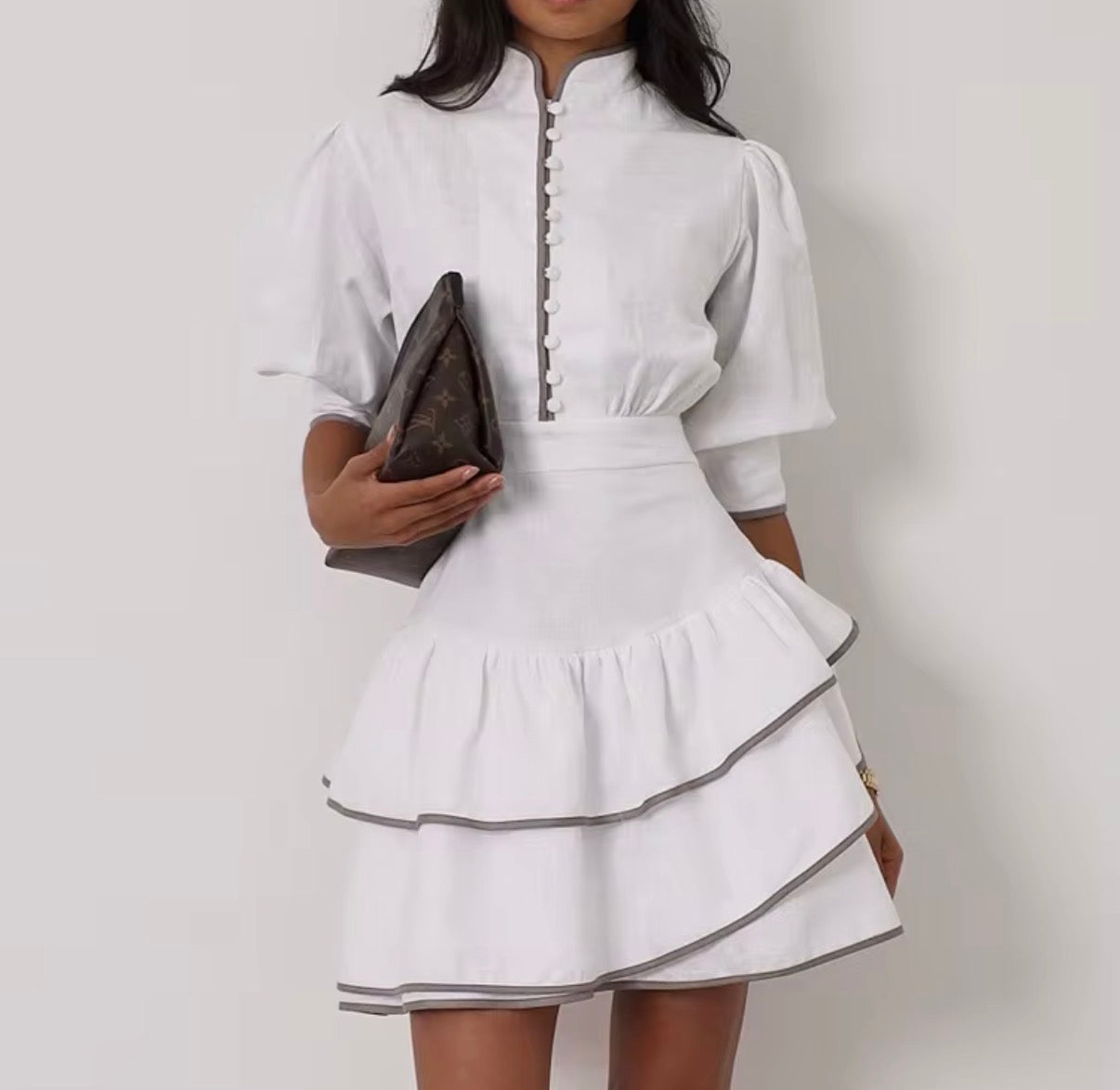 Button-Up Ruffled Mini Dress