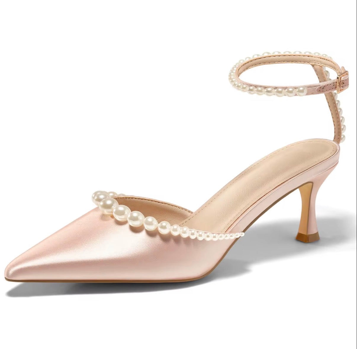 Pearl Strap Pointed Heels