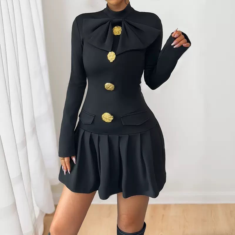 Noir Bow Mini Dress