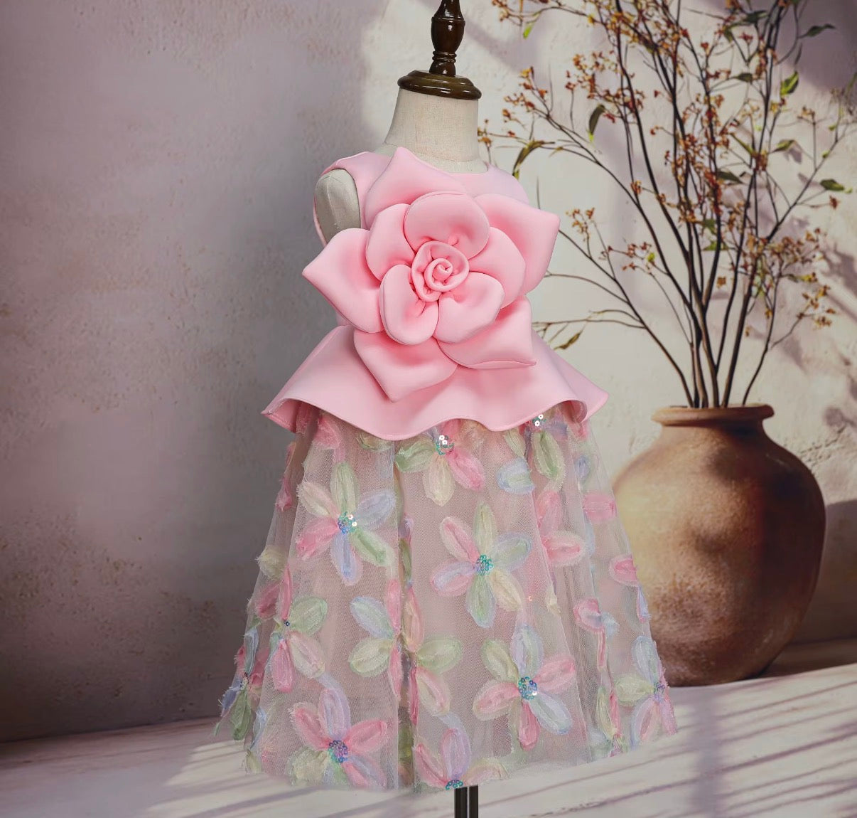 3D Rose Floral Tulle Dress