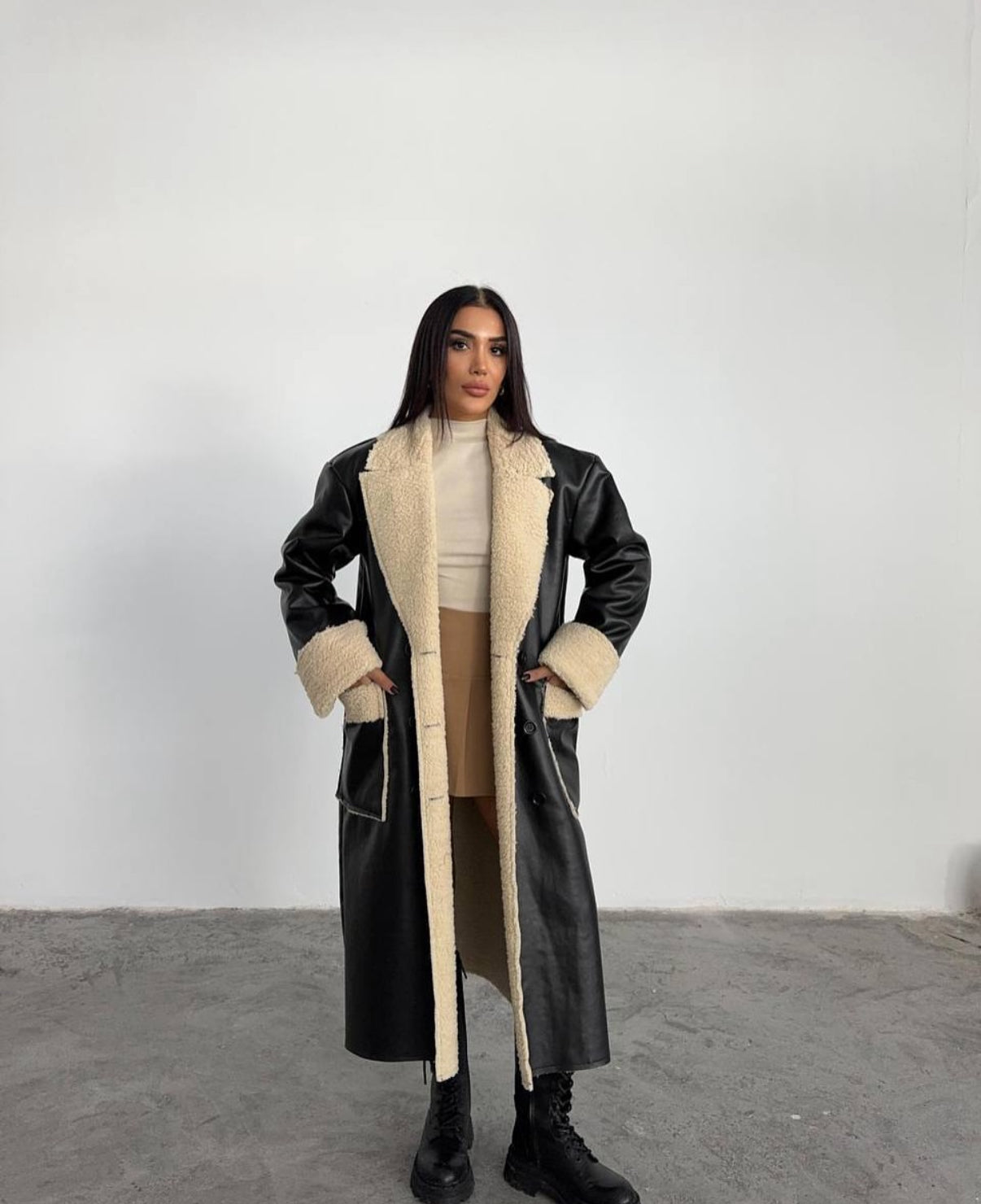Frostbound Leather Maxi Coat
