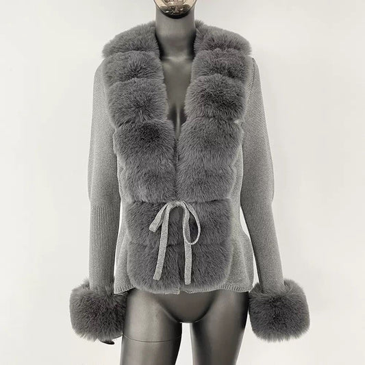 Winter Royale Knit Fur Cardigan