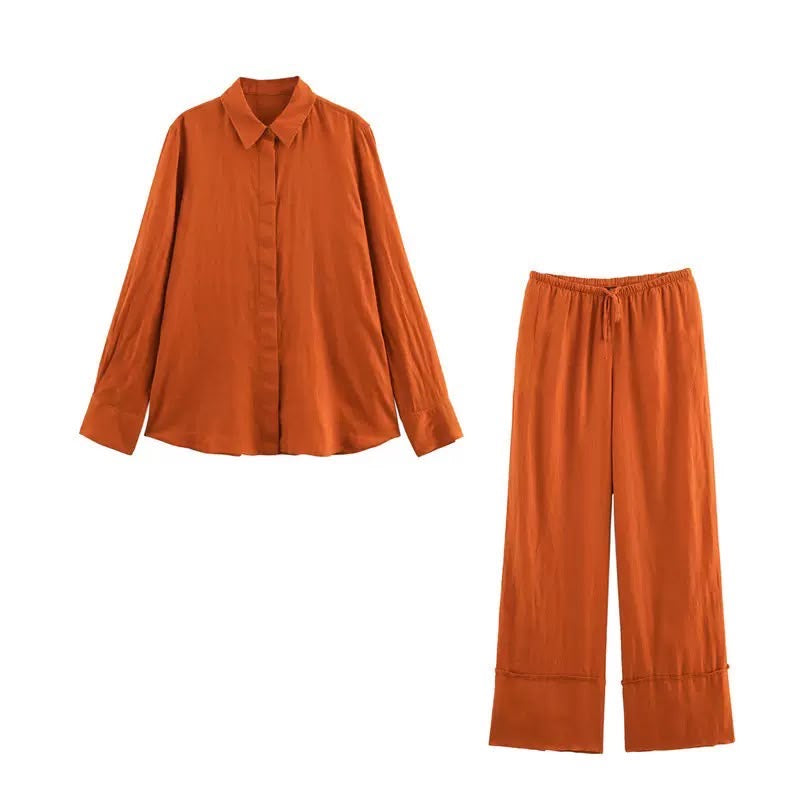 Classic Shirt & Wide-Leg Pants Set