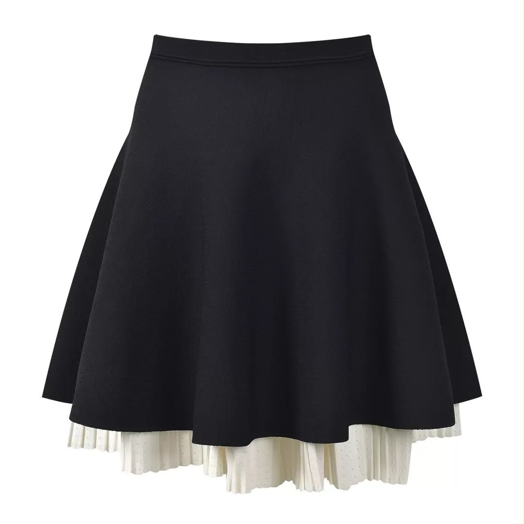 Contrast Trim Skirt Set