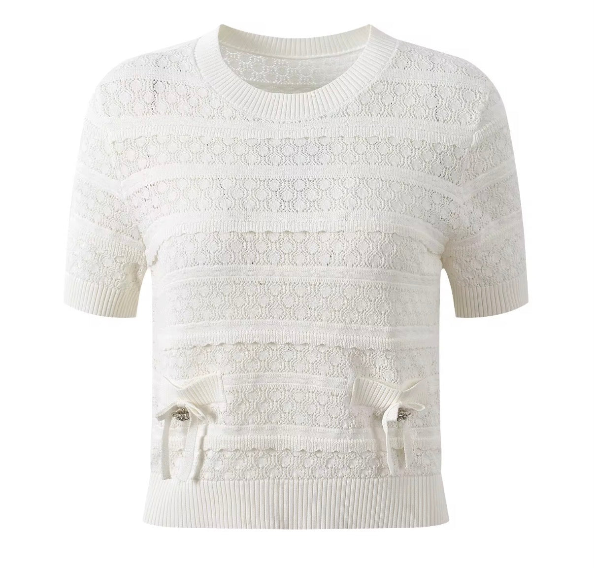 Soft Lace Bow Knit Top