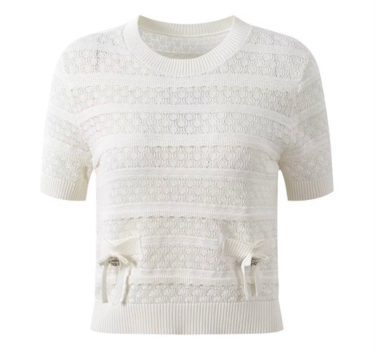 Soft Lace Bow Knit Top