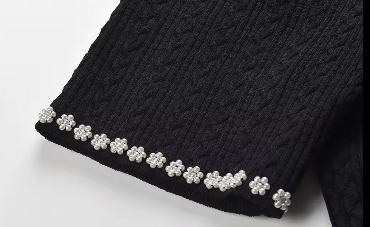 Chic pearl trim ensemble