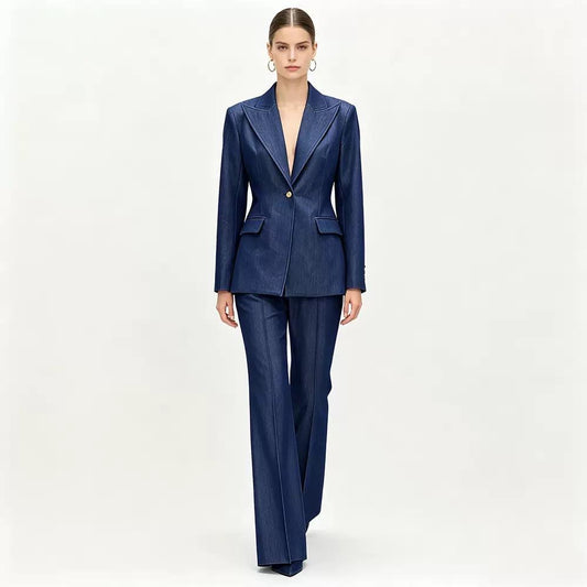 Denim Tailored Suit Set