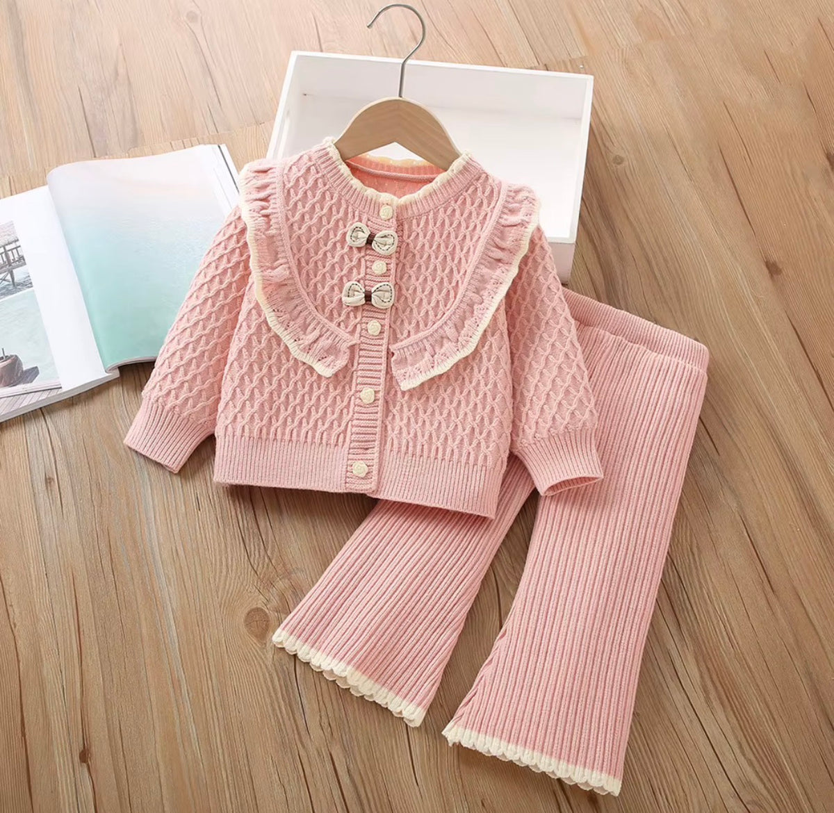 Bow Ruffle Knit Set