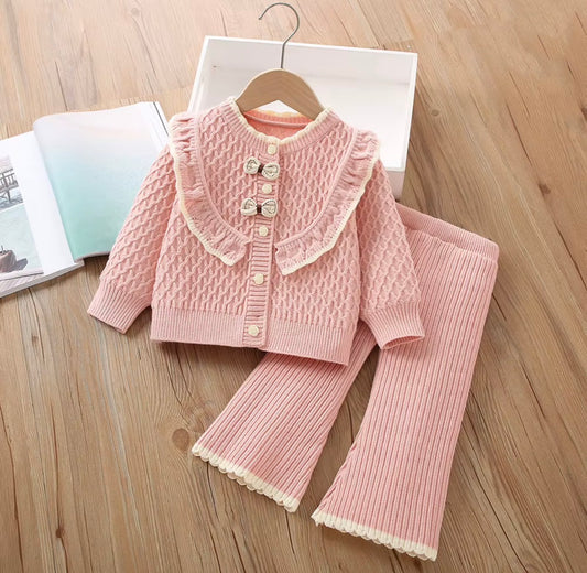 Bow Ruffle Knit Set