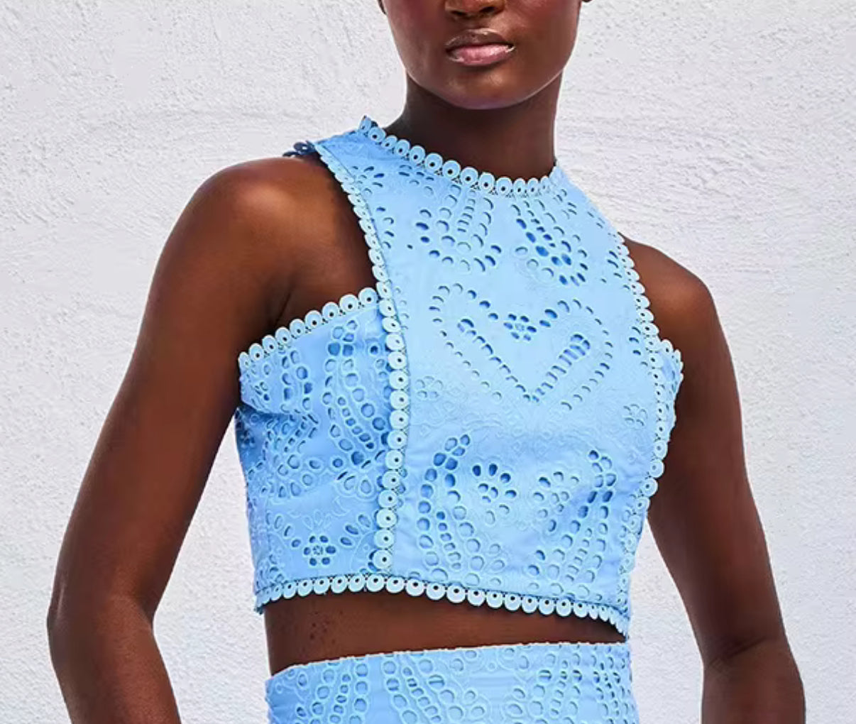 embroidered two-piece skirt set