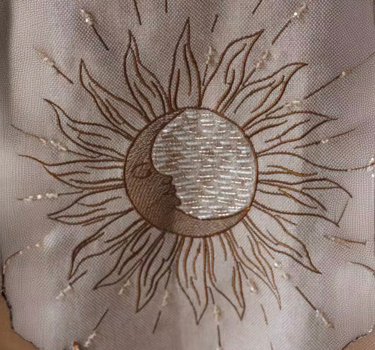 Celestial Sun Embroidered Sculpt Mini Dress