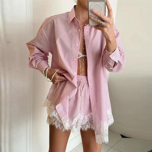 Lace Trim Lounge Set