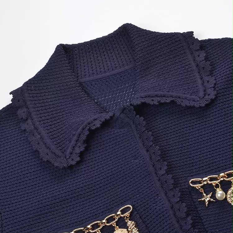 Charm Embellished Knit Midi Dress