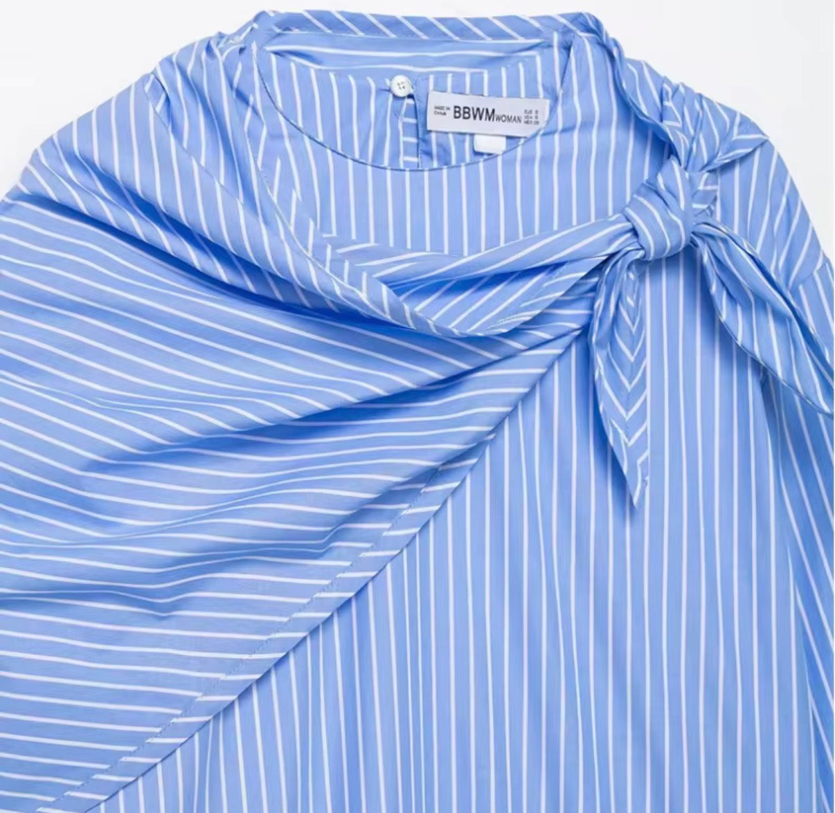 Striped Drape Bow Blouse