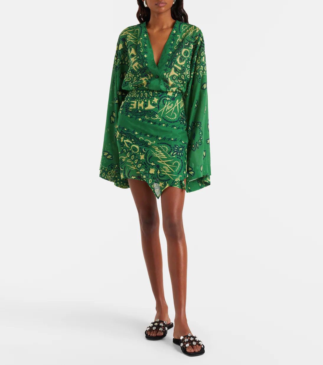 Emerald Bandana Print Wrap Set