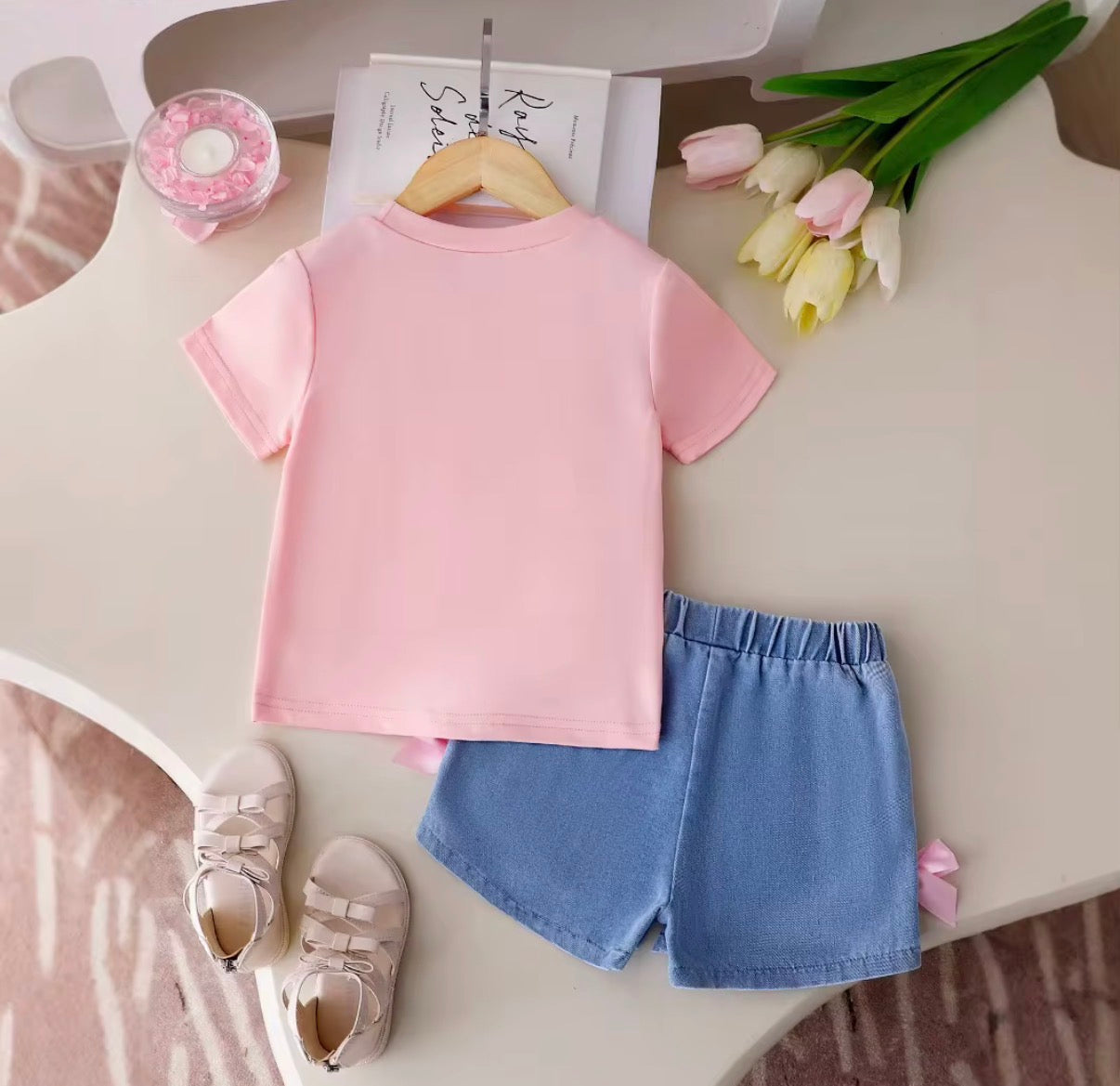 Blush Bow Denim Set