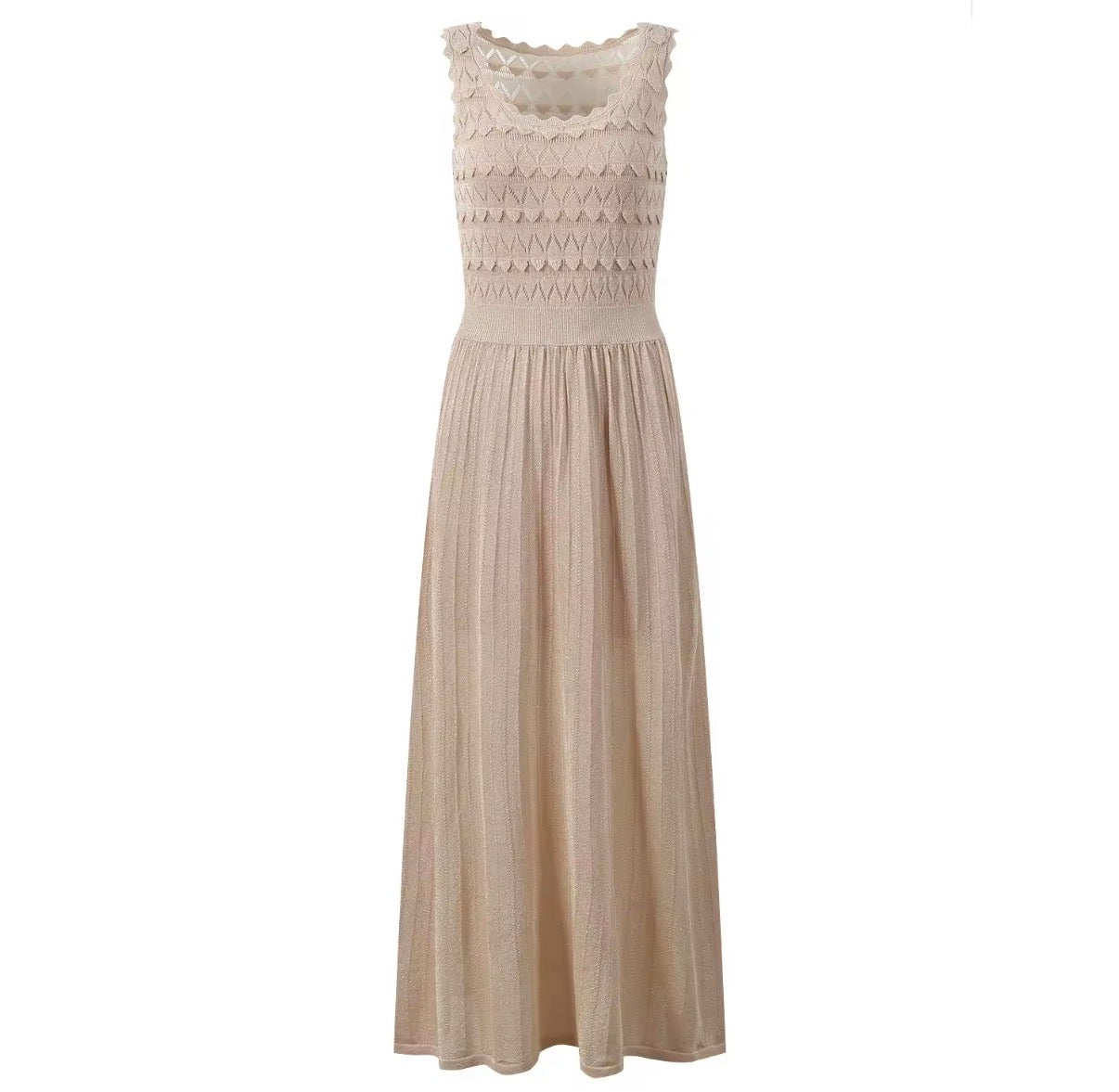 Scalloped Lace Knit Maxi Dress