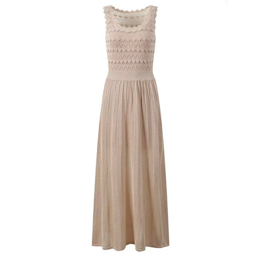 Scalloped Lace Knit Maxi Dress