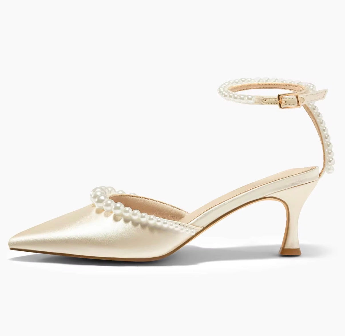 Pearl Strap Pointed Heels