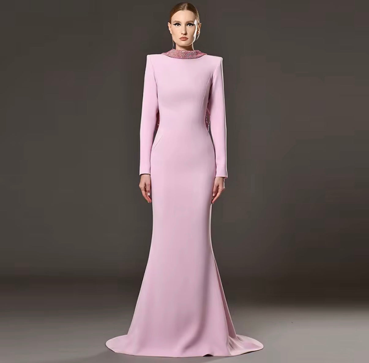 Blush Rose Back-Drape Mermaid Gown