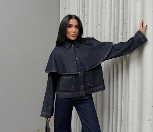 Midnight Cape Denim Jacket