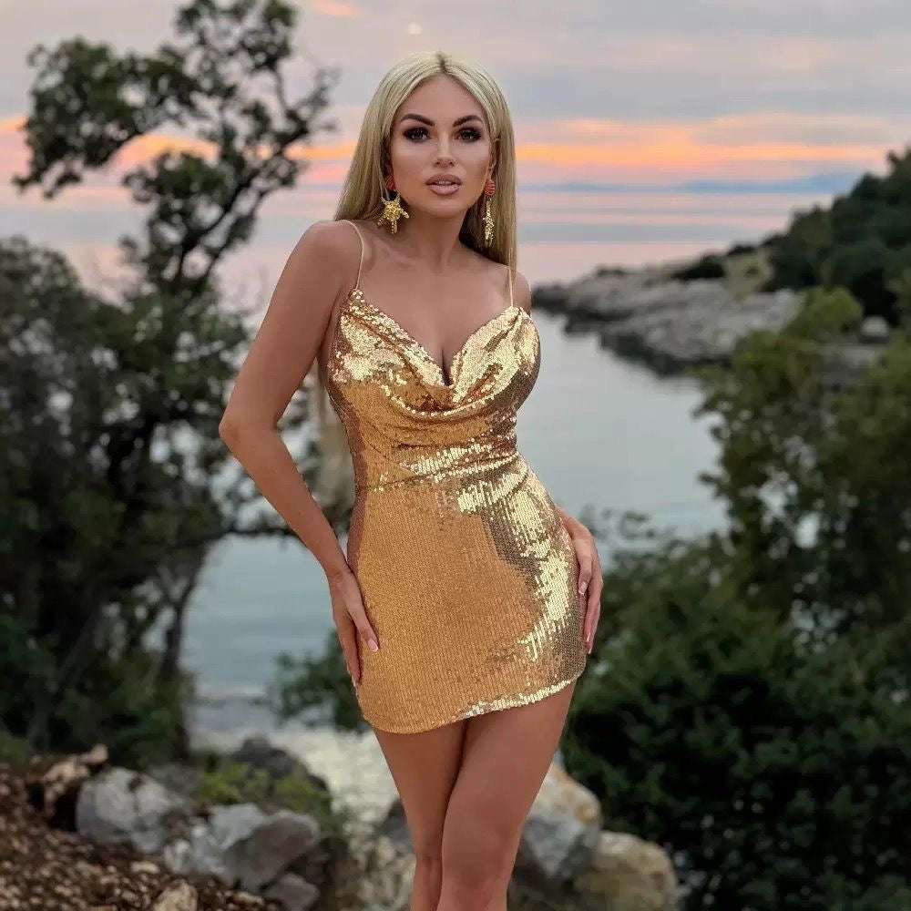 Golden Hour Sequin Mini Dress