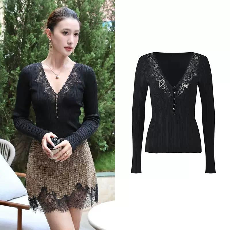 Noir Amour Lace Knit Top