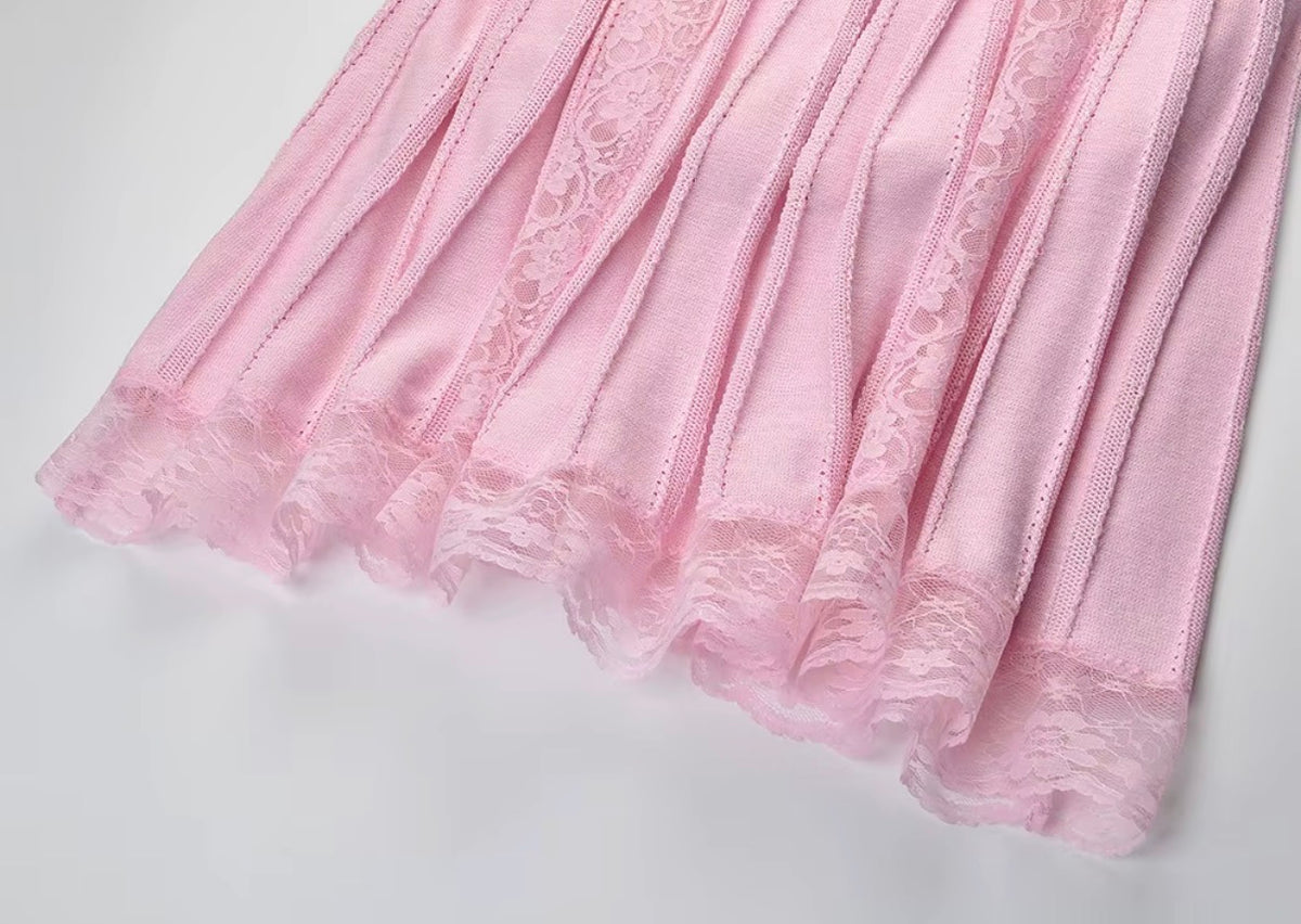 Lace Trim Peplum Knit Maxi Dress