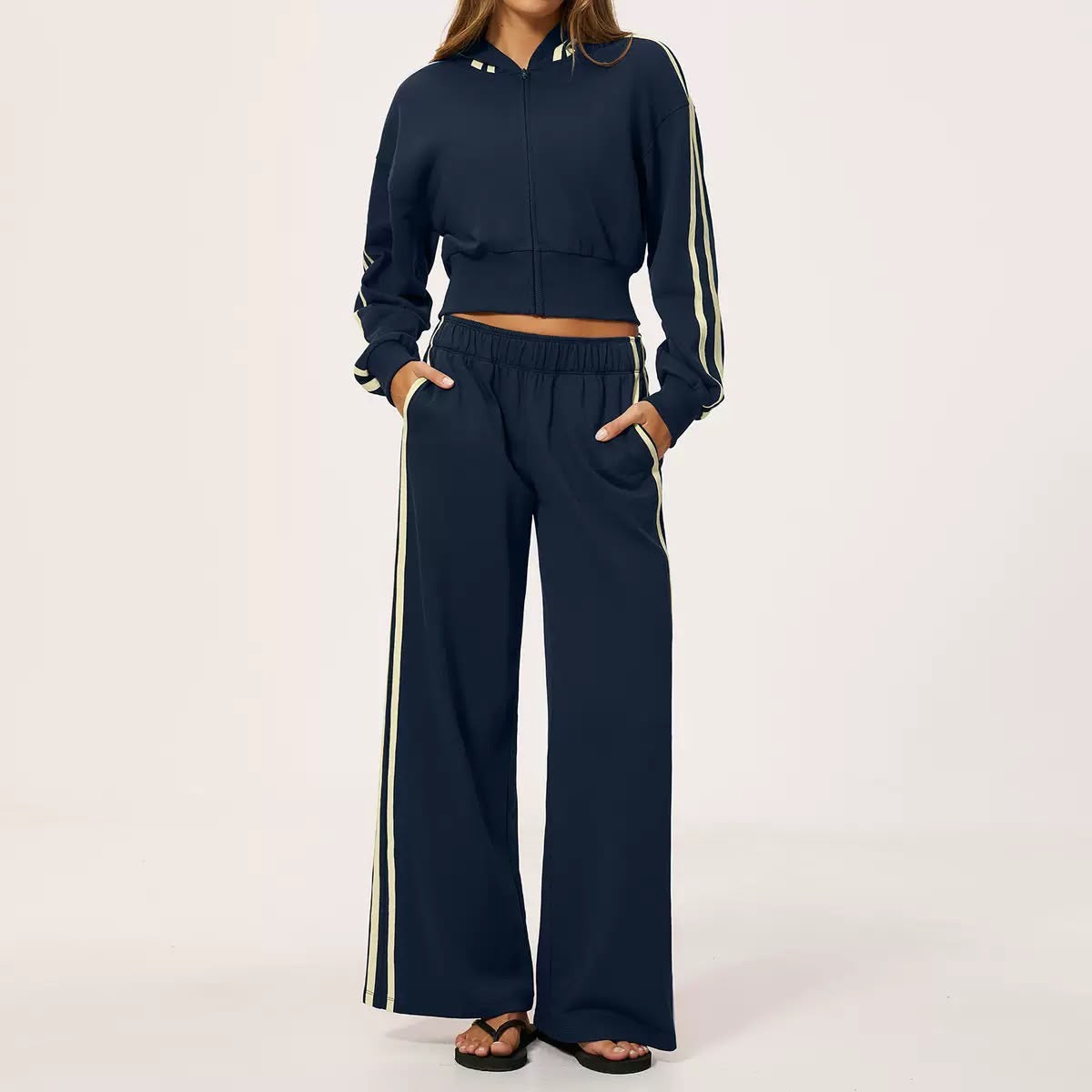 Retro Stripe Wide-Leg Tracksuit
