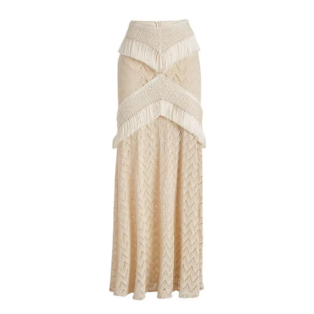 Fringe Crochet Maxi Skirt