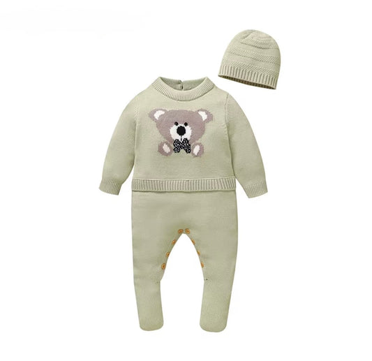 Teddy Bear Knit Set with Beanie