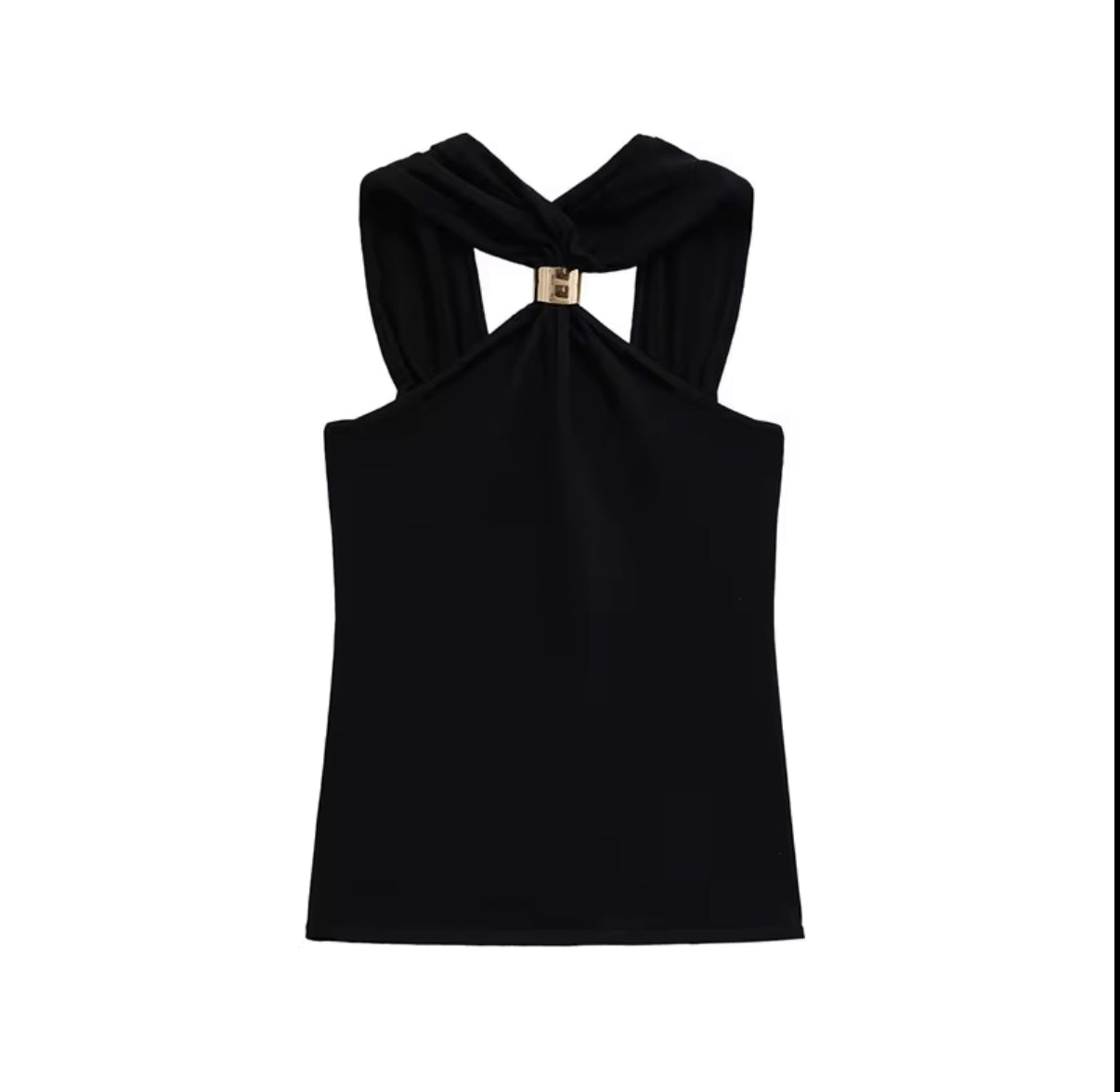 Elegant Halter Neck Top with Metallic Clasp Finish