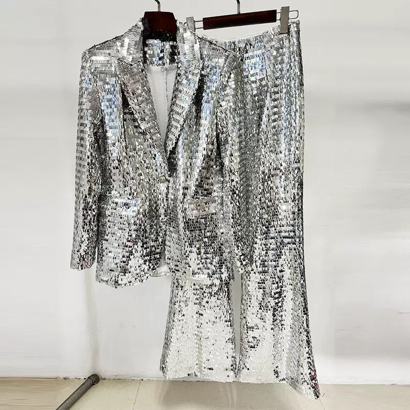 Shimmering Metallic Two-Piece Suit