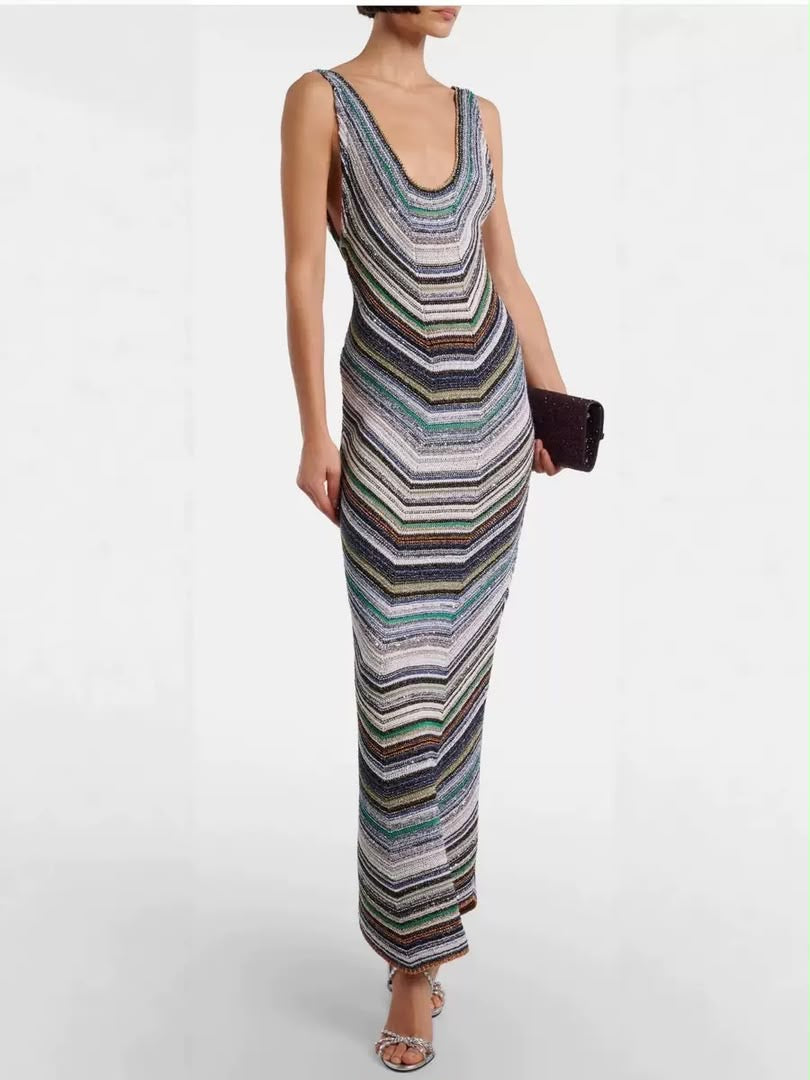 Aurora Chevron Knit Maxi Dress