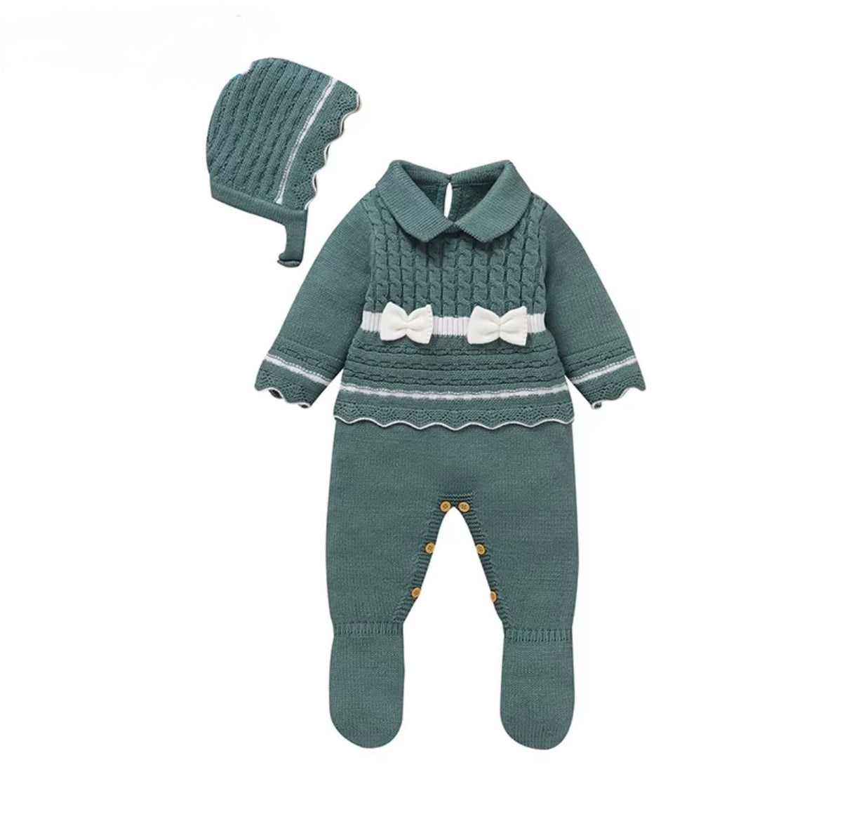 Little Bow Knitted Baby Romper