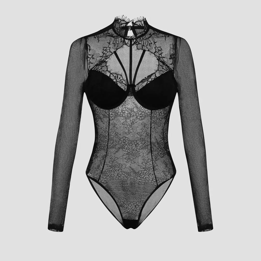 Black Muse Lace-Mesh Bodysuit