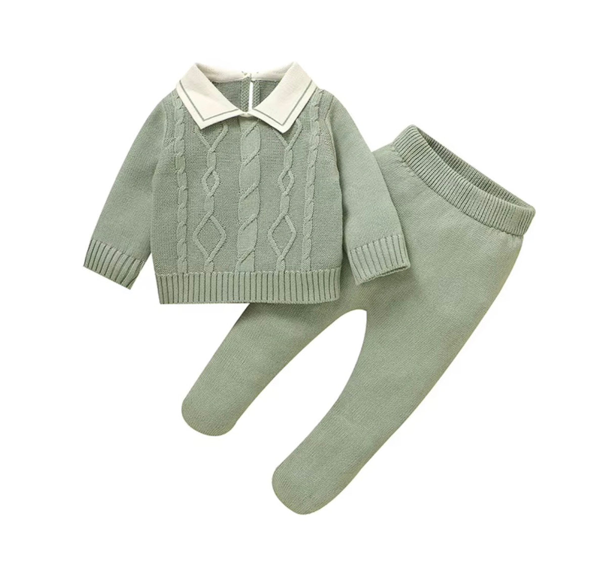 Classic Collar Cable Knit Set