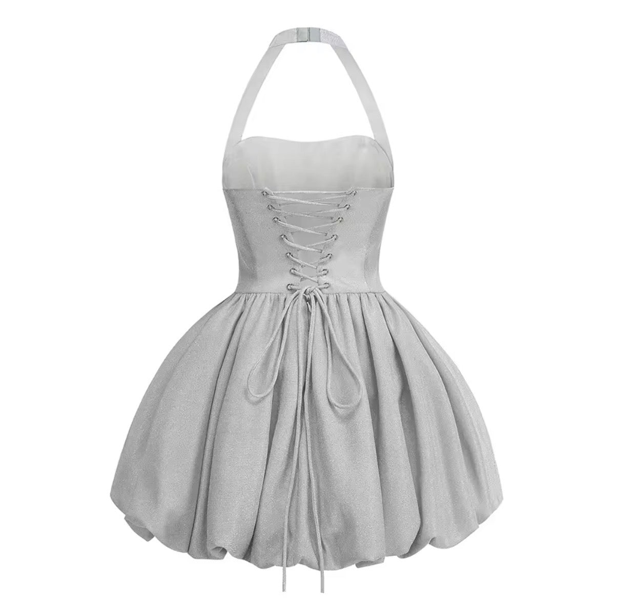 Sparkling Halter Corset Bubble Mini Dress