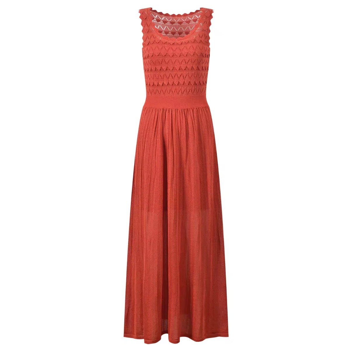 Scalloped Lace Knit Maxi Dress