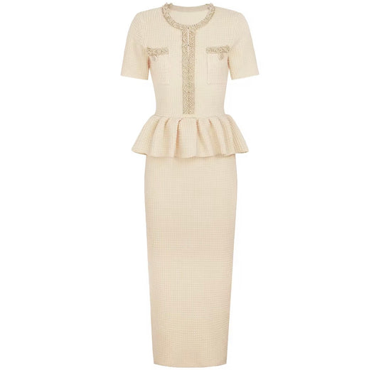 Paris Peplum Midi Dress