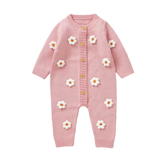 3D Daisy Knit Romper
