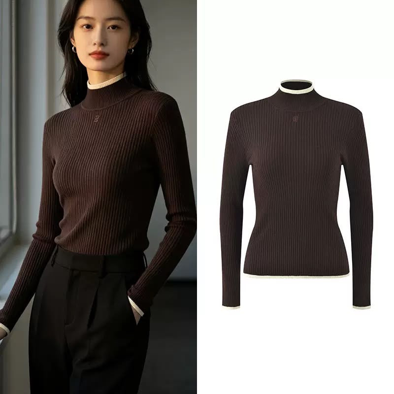 Monaco Contrast Ribbed Turtleneck