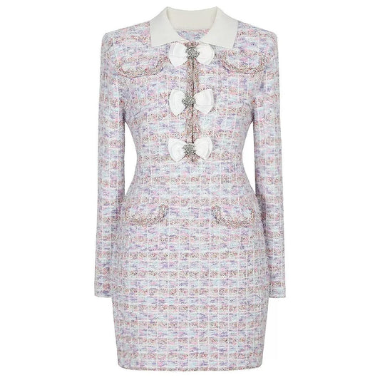 Parisian Bow-Tweed Mini Dress