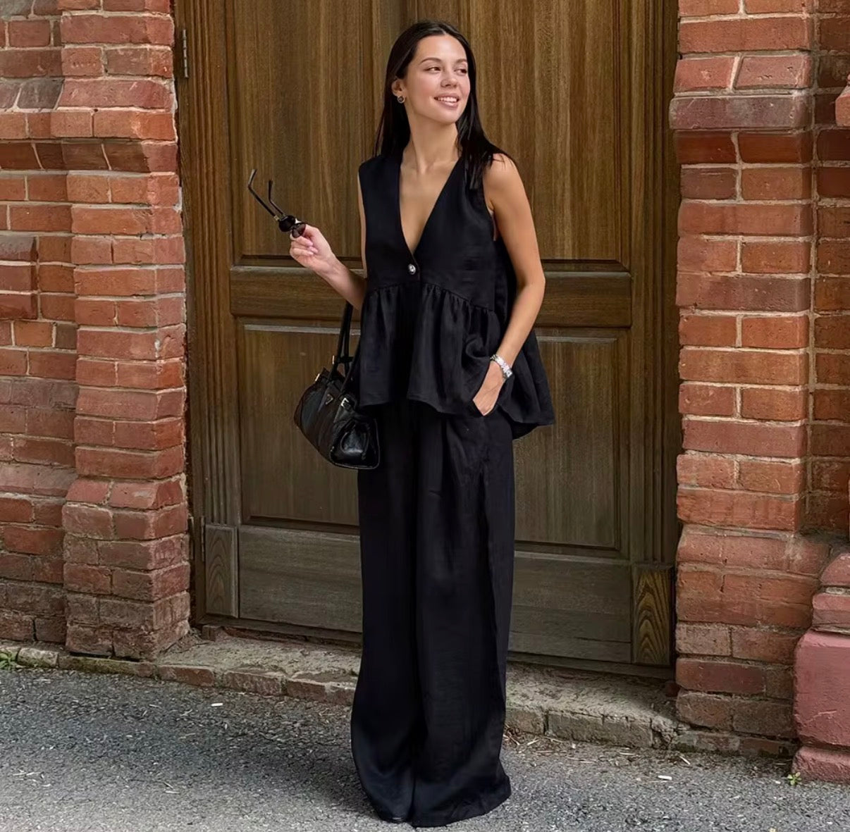 V-Neck Peplum Set
