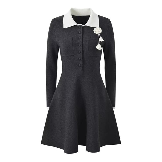 Winter Muse Contrast Knit Dress