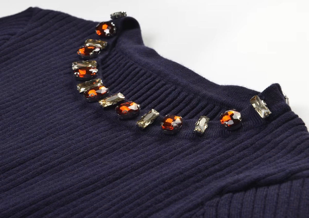 Jewel Neck Peplum Knit Top